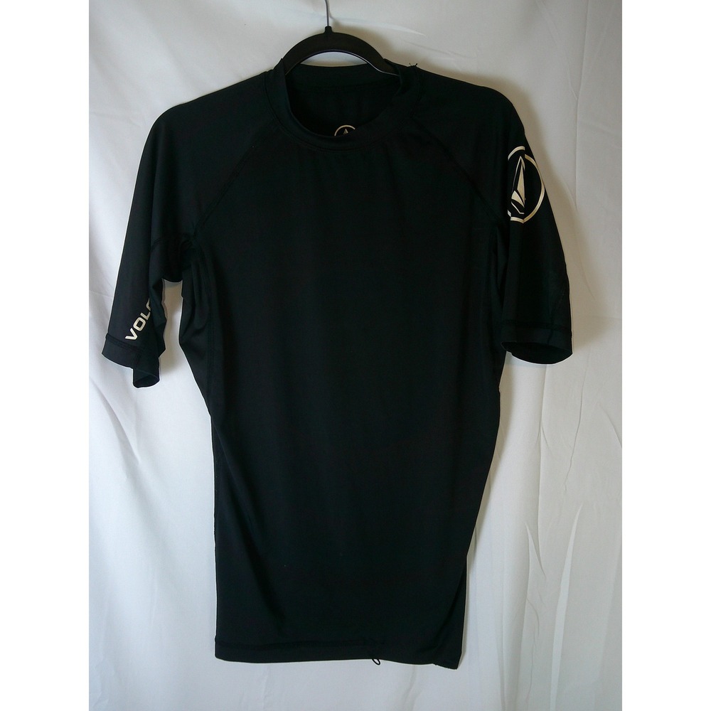 Volcom Mens Short Sleeve Rash Guard Black UV Protection Swim Shirt Large